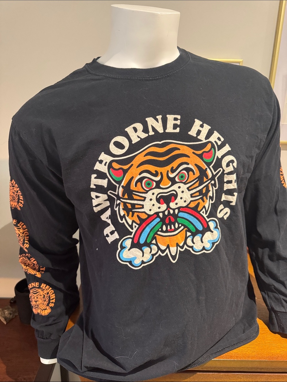 Hawthorne Heights Band T Rainbow Tiger Graphic Long Sleeve Shirt